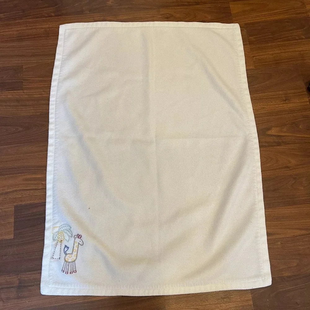 Tiddliwinks Baby Blanket Giraffe Jungle Palm Tree White Cream Lovey Throw Fleece
